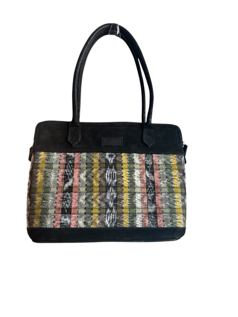 Black Multi-Stripe Handwoven Pattern Tote